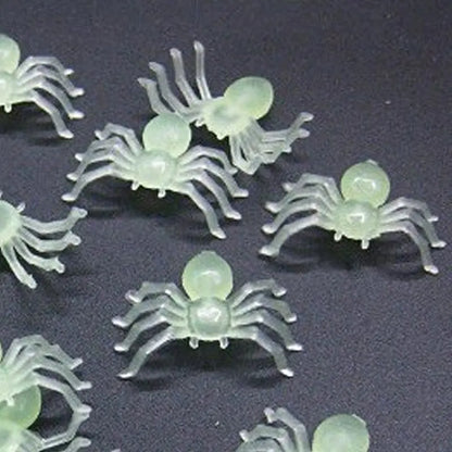 Halloween 50 Pc Plastic Black and Glow Spiders