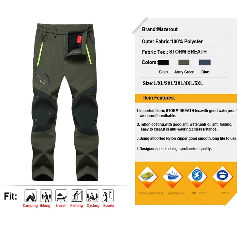 Softshell Fleece Outdoor Pants Trekking - BlissfulBasic