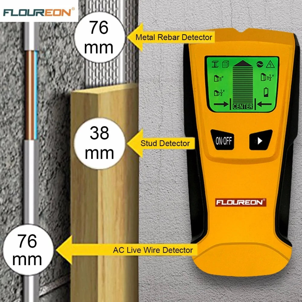 3 In 1 Metal Detector AC Voltage Live Wire Wall Scanner Portable Metal Wood Stud Finder Electric Box Finder - BlissfulBasic