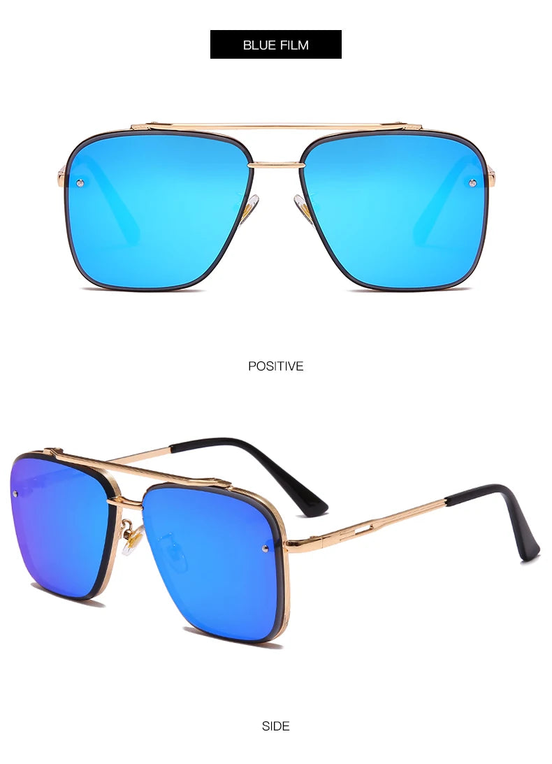 AFOFOO Square Metal Sun Glasses - Men & Women Shades UV400