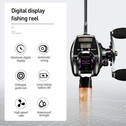 Electronic Baitcasting Fishing Reel with Digital Counter - 8.0:1 High Speed Ratio - BlissfulBasic