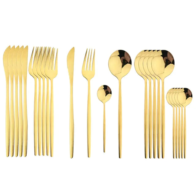 24Pcs Stainless Steel Cutlery Set - BlissfulBasic