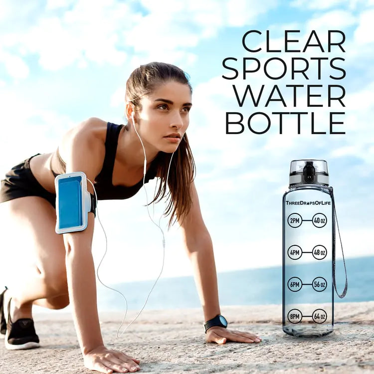 32 oz Clear, BPA Free Sports Water Bottle - BlissfulBasic
