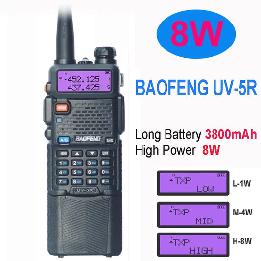 Baofeng UV-5R 3800mAh Big Battery 8W Walkie Talkie - BlissfulBasic