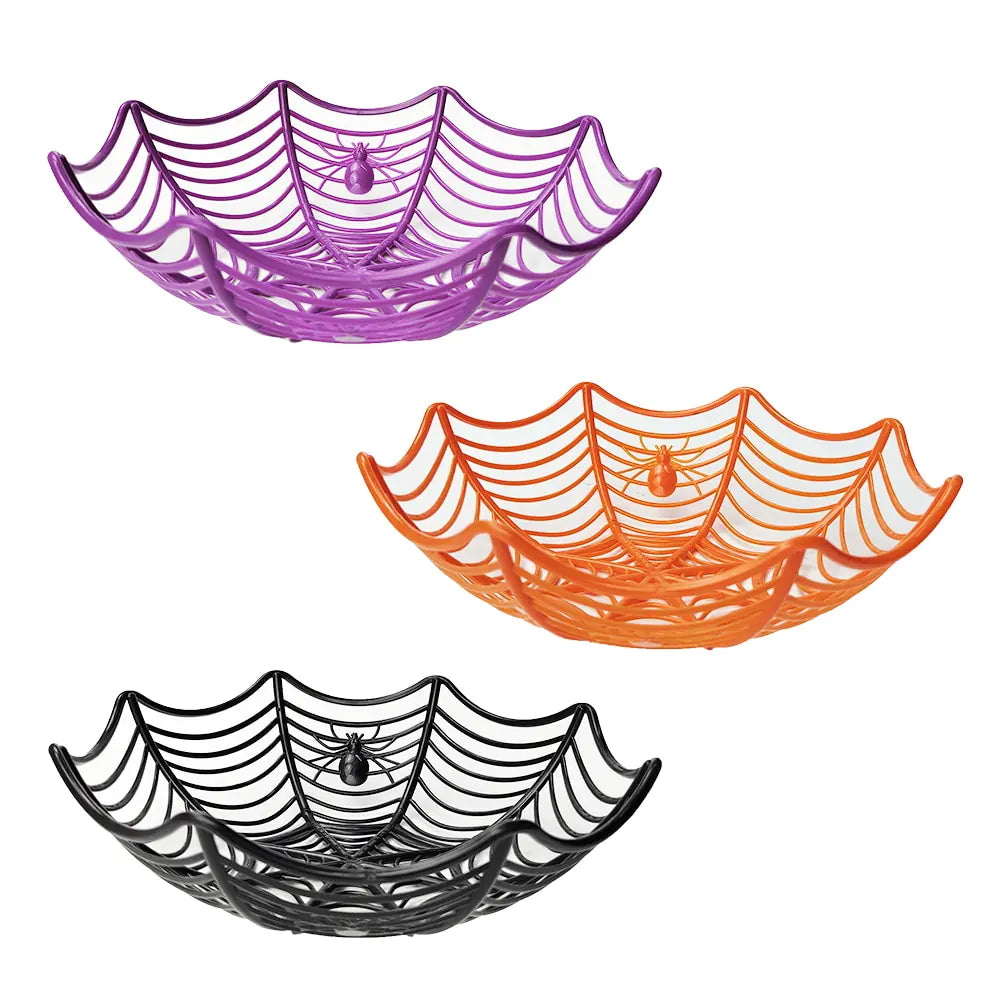 Halloween Black Orange Spider Web Candy Basket | available at BlissfulBasic.com