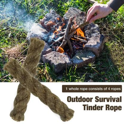 Tinder Rope Survival Fire Starter Waterproof Wax Rope For Hiking - BlissfulBasic