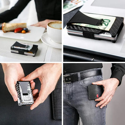 VERZICLIP | 4 in 1 Carbon Fiber Card/Cash Holder | RFID Block Technology - Strong - Compact - Light Weight | - BlissfulBasic
