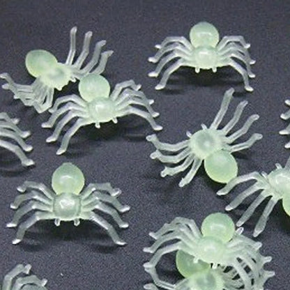 Halloween 50 Pc Plastic Black and Glow Spiders