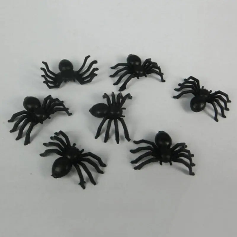 Halloween 50 Pc Plastic Black and Glow Spiders