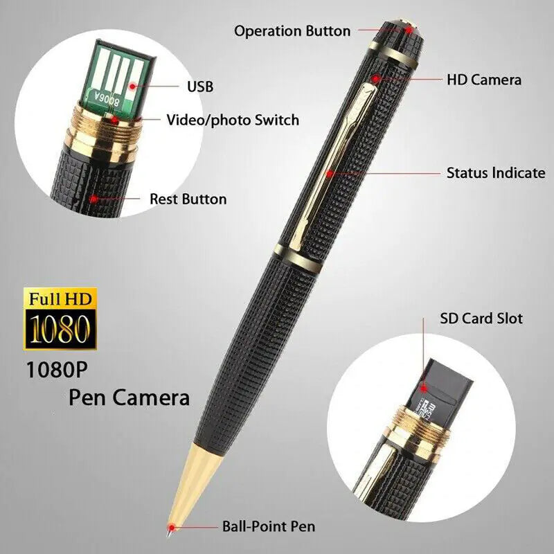 Camera Pen | 1080P HD Pocket Pen Hidden Mini Cam | Discreet Surveillance Camera