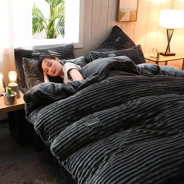 Corduroy Velvet Duvet Bedding Set - BlissfulBasic