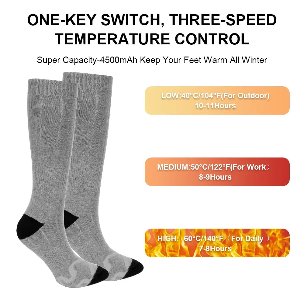 Comfortable Water Resistant Electric Heated Socks ( 1 Set - 3 adjustable Modes ) - BlissfulBasic