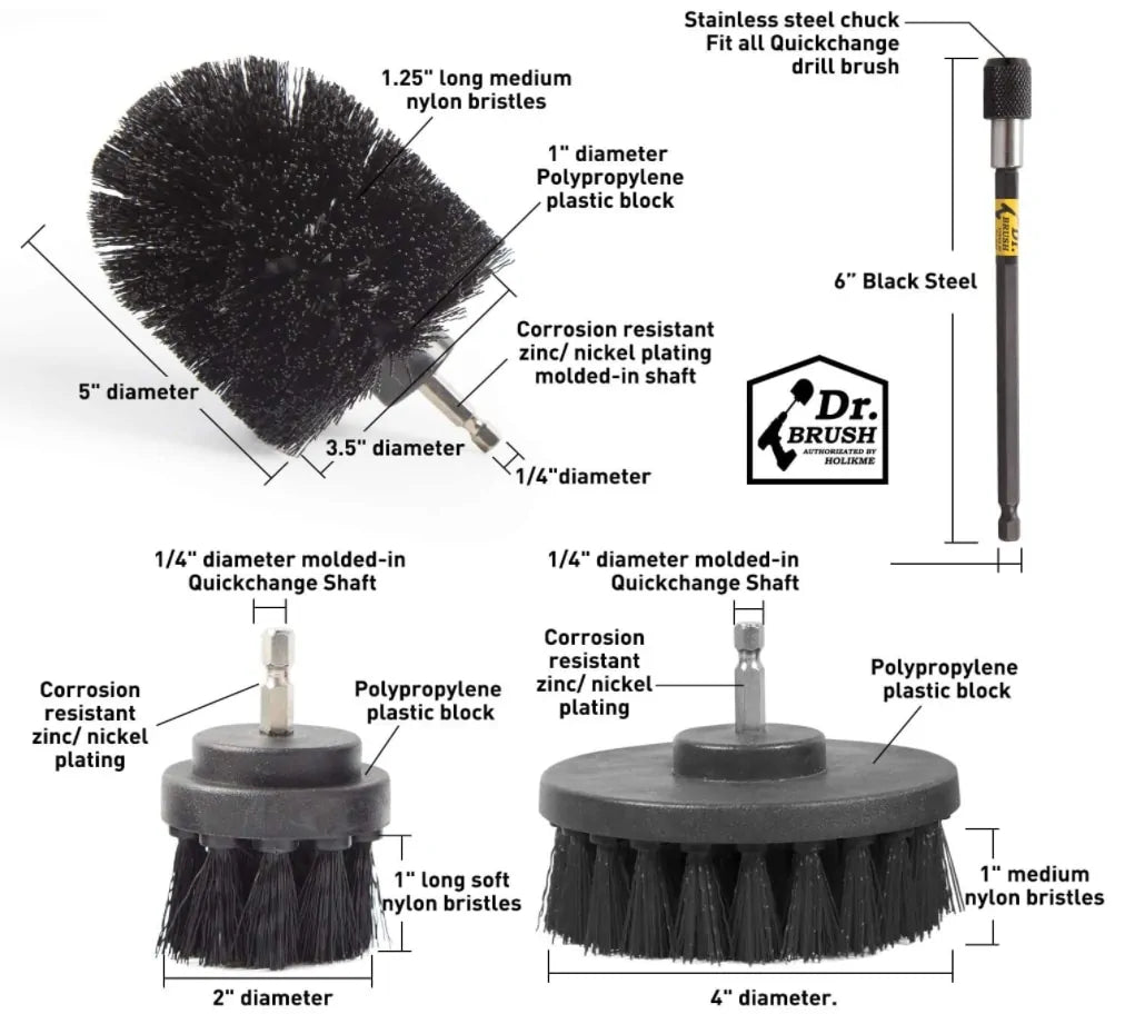 Scrub Cleaning Drill Brush Black Set - BlissfulBasic