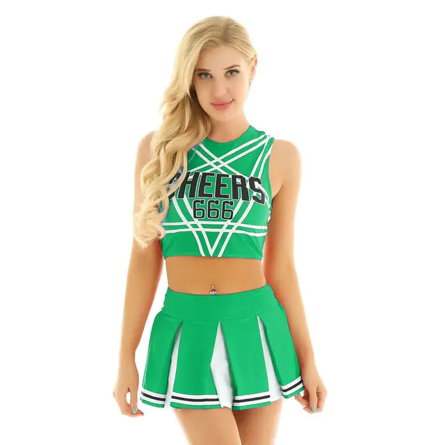 Cheerleader Costume Set (2-Piece) | Unleash Your Team Spirit with Style 12 Different Colors