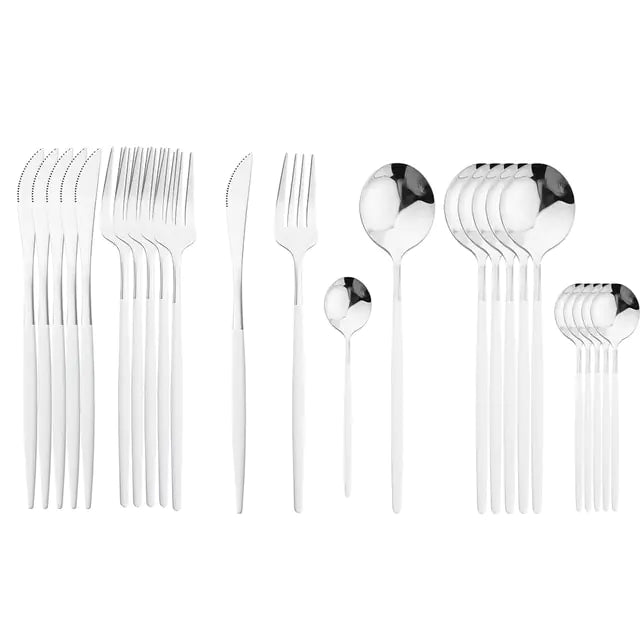 24Pcs Stainless Steel Cutlery Set - BlissfulBasic