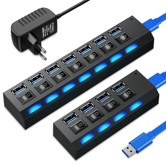 USB Hub 2.0 Hub Multi USB Splitter With Switch - BlissfulBasic