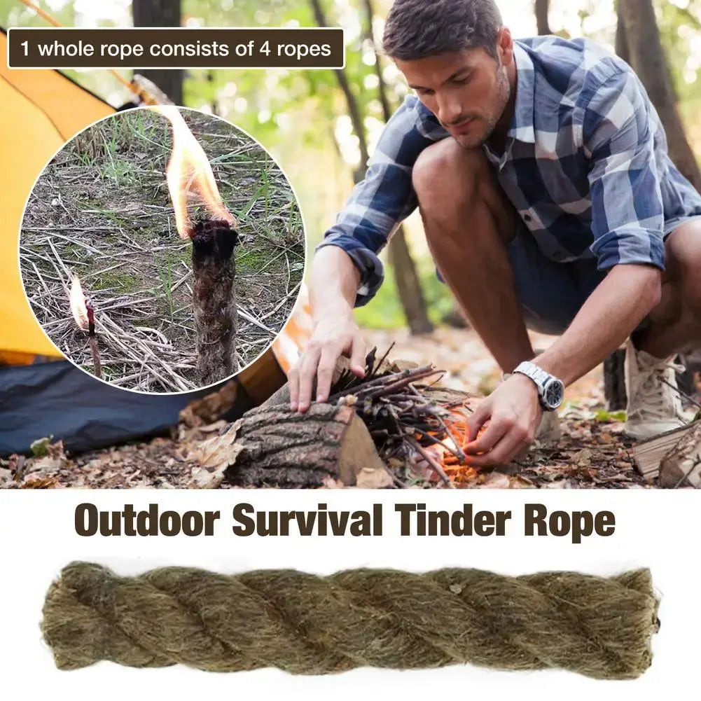 Tinder Rope Survival Fire Starter Waterproof Wax Rope For Hiking - BlissfulBasic