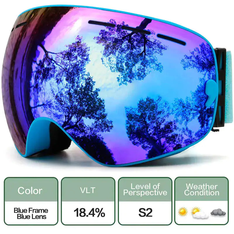 Snowboarding / Ski Goggles With Anti-Fog Protection - BlissfulBasic