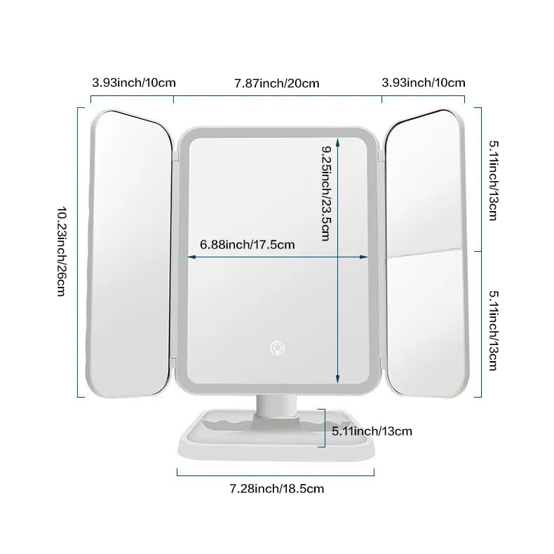 GlowTech Smart Tri LED Makeup Mirror - BlissfulBasic