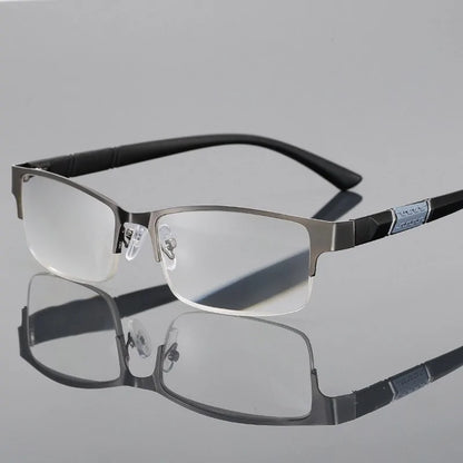 Anti Blue Ray Computer Glasses: Alloy Half Frame Blue Light Coating Eyewear - BlissfulBasic