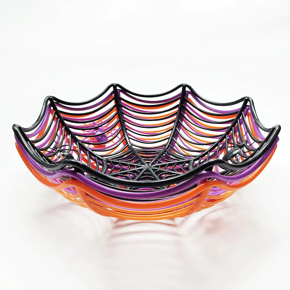 Black Orange Spider Web Candy Basket: Enhance Your Halloween D√©cor